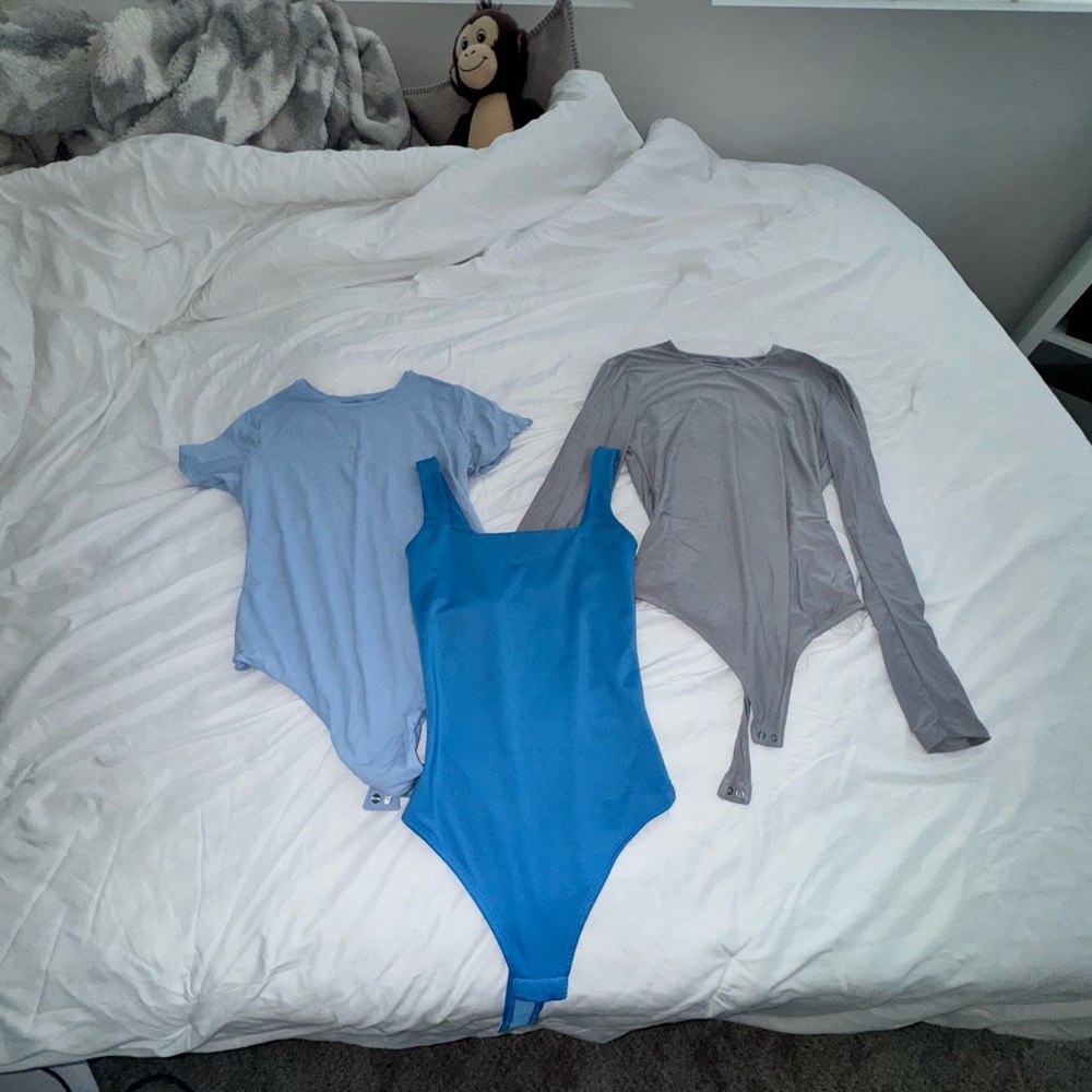 Blue and Gray Bodysuit Set